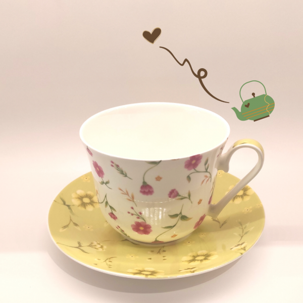 Set de Taza y Plato Porcelana Fina Flora